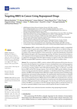 Targeting BRF2 in Cancer Using Repurposed Drugs