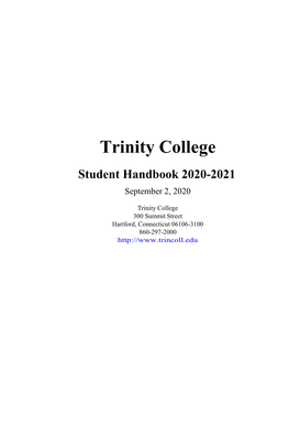 Trinity College Student Handbook 2020-2021 September 2, 2020