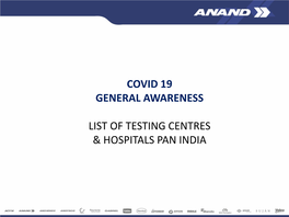 Covid 19 General Awareness List of Testing Centres & Hospitals Pan India
