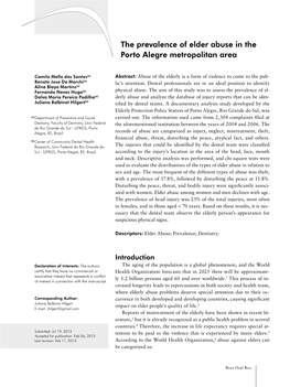 The Prevalence of Elder Abuse in the Porto Alegre Metropolitan Area