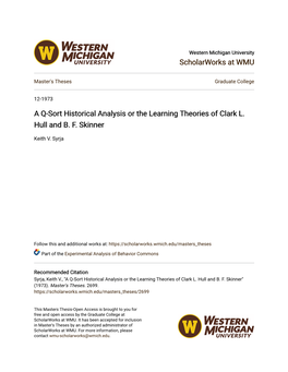 A Q-Sort Historical Analysis Or the Learning Theories of Clark L. Hull and B