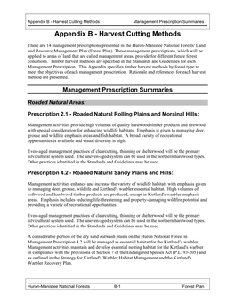 Harvest Cutting Methods Management Prescription Summaries