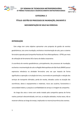 Gestão De Processos De Inundação, Enchente E