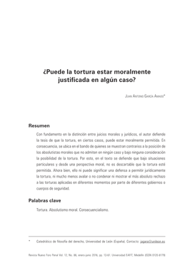 ¡Puede La Tortura Estar Moralmente Justificada En Algún Caso?