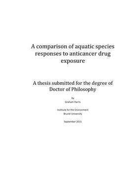 A Comparison of Aquatic Species Responses to Anticancer Drug Exposure