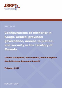 Configurations of Authority in Kongo Central Province: Governance, Access to Justice, and Security in the Territory of Muanda