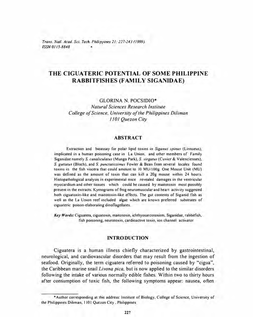 The Ciguateric Potential of Some Philippine Rabbitfishes (Family Siganidae)