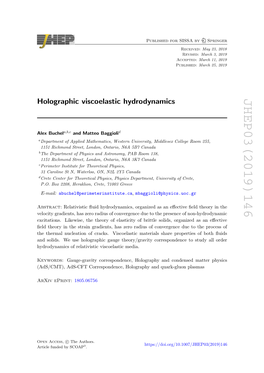 Holographic Viscoelastic Hydrodynamics