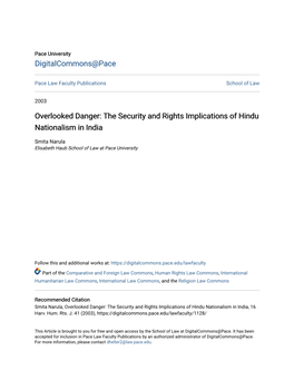 The Security and Rights Implications of Hindu Nationalism in India