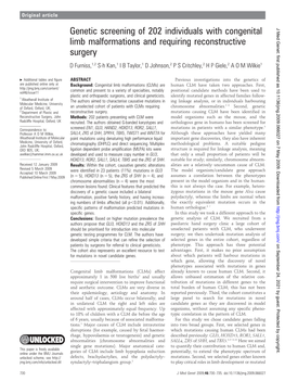 Genetic Screening of 202 Individuals with Congenital Limb Malformations