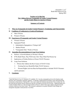 Alexander L. Lee Boalt Hall School of Law Spring 2003 Nowhere to Go