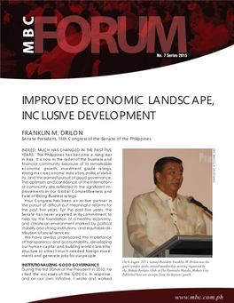 Improved Economic Landscape, Inclusive Development