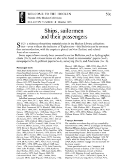 Ships, Sailormen and Their Passengers
