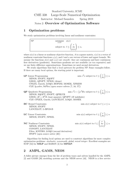 CME 338 Large-Scale Numerical Optimization Notes 2