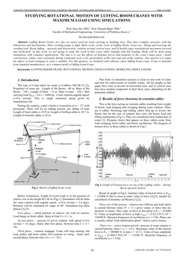 Studying Rotational Motion of Luffing Boom Cranes with Maximum Load Using Simulations