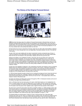 The History of the Original Forwood School