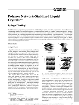 Polymer Network±Stabilized Liquid Crystals**