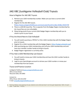 JAG VBC (Justagame Volleyball Club) Tryouts How to Register for JAG VBC Tryouts