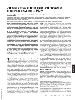 Opposite Effects of Nitric Oxide and Nitroxyl on Postischemic Myocardial Injury