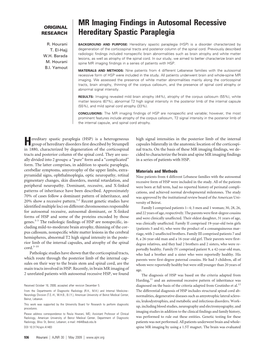 MR Imaging Findings in Autosomal Recessive Hereditary Spastic Paraplegia