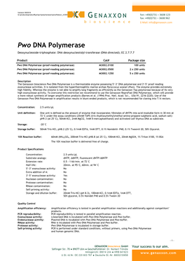 Pwo DNA Polymerase Deoxynucleoside-Triphosphate: DNA Deoxynucleotidyl-Transferase (DNA-Directed); EC 2.7.7.7