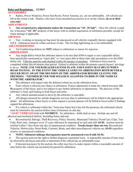 Rules and Regulations 12/2015 ACCESSORIES • Radios, Power Windows, Power Sun Roofs, Power Antenna, Etc