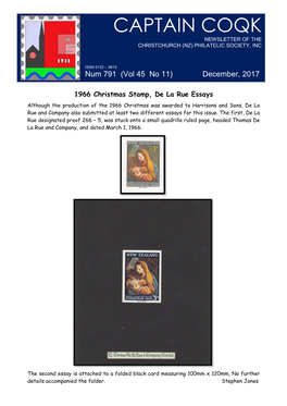 Captain Coqk Newsletter of the Christchurch (Nz) Philatelic Society, Inc