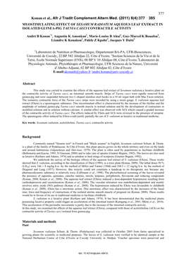 377 Konan Et Al., Afr J Tradit Complement Altern Med. (2011) 8(4