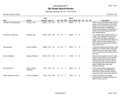 5Th Grade Sports Books Saturday, November 26, 2011 6:57:42 AM Emmaus Lutheran School Sorted By: Title