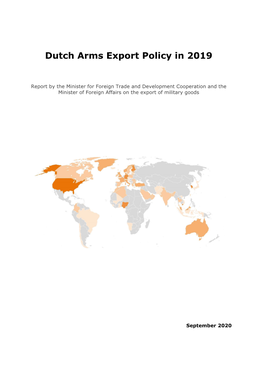 Dutch Arms Export Policy in 2019