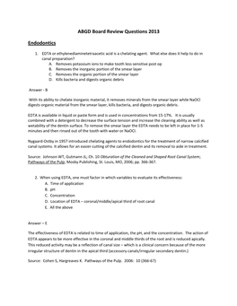 ABGD Board Review Questions 2013 Endodontics