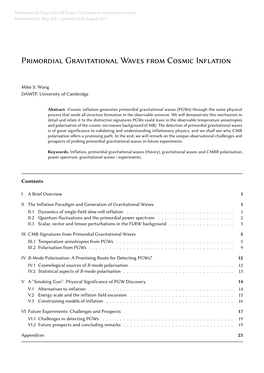 Primordial Gravitational Waves from Cosmic Inflation