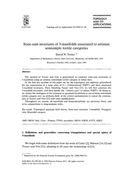 State-Sum Invariants of 3-Manifolds Associated to Artinian Semisimple Tortile Categories