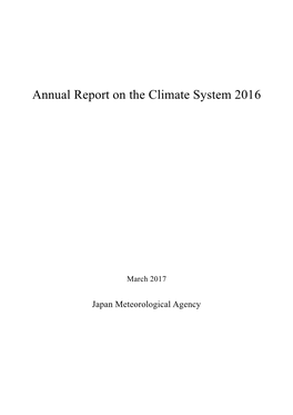 Annual Report on the Climate System 2016