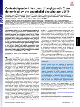 Context-Dependent Functions of Angiopoietin 2 Are Determined by the Endothelial Phosphatase VEPTP