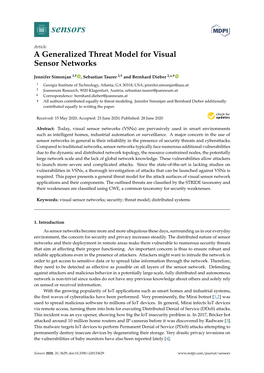 A Generalized Threat Model for Visual Sensor Networks