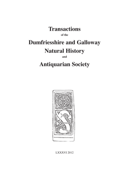 Transactions Dumfriesshire and Galloway Natural History