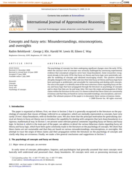 Concepts and Fuzzy Sets: Misunderstandings, Misconceptions, and Oversights