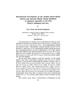 (Eccrine and Apocrine Glands) During Childhood in Japanese, Especially on the PAS Positive Substance and Iron
