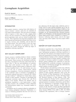 Germplasm Acquisition Ill David M