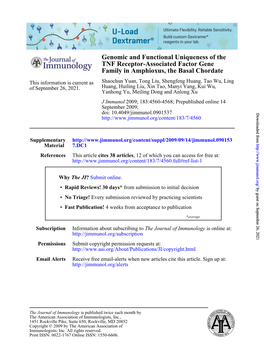 Family in Amphioxus, the Basal Chordate TNF Receptor-Associated