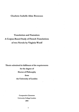 A Corpus-Based Study of French Translations of Two Novels by Virginia Woolf