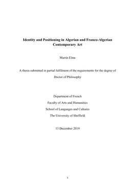 Identity and Positioning in Algerian and Franco-Algerian Contemporary Art