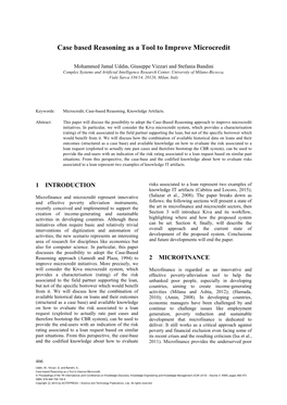 Case Based Reasoning As a Tool to Improve Microcredit