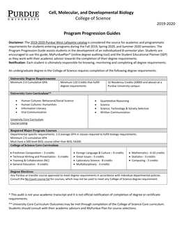 Cell, Molecular, and Developmental Biology College of Science 2019-2020