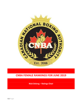 Canadian Female Boxing Ratings June 2019