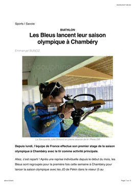 Les Bleus Lancent Leur Saison Olympique À Chambéry