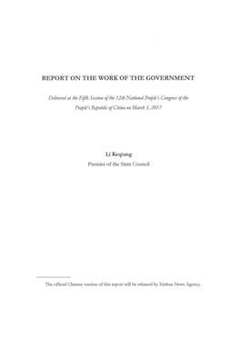 Report on the Work of the Government