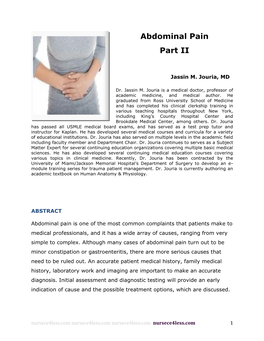 Abdominal Pain Part II