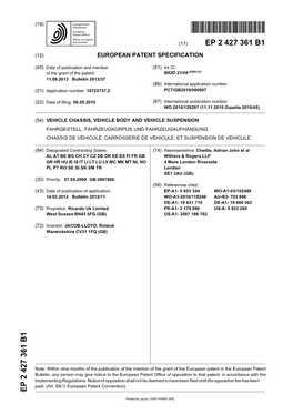 Vehicle Chassis, Vehicle Body and Vehicle